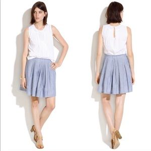 Madewell Blue and White Stripe Pleated Skirt